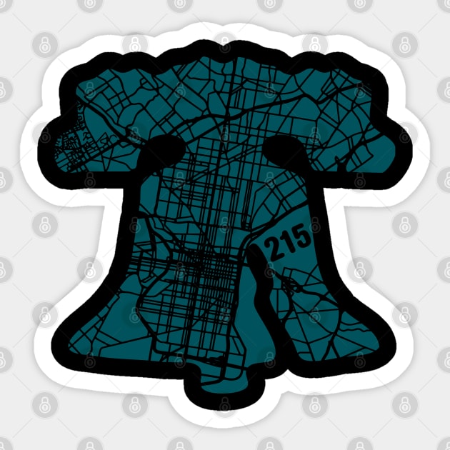 Philadelphia City 215 Liberty Bell Love Philly Fan Favorite Green Sticker by TeeCreations